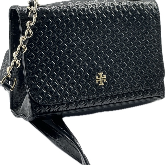 Tory Burch Black Small Quilted Women\'s Bag Long Strap Black with gold chain main image 0